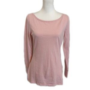 Bongo soft pink long sleeve tee t-shirt, cotton/poly blend, scoop neck L